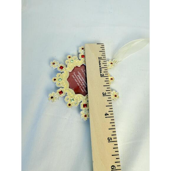 Kirkland Waterford Ornament Red Gems Silver Snowflake Hanging Ribbon - Picture 6 of 8